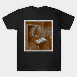 locust with lions head key to bible T-Shirt